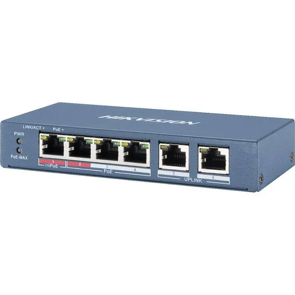 Switch PoE HIKVISION DS-3E1106HP-EI 4 Porturi 100 Mbps