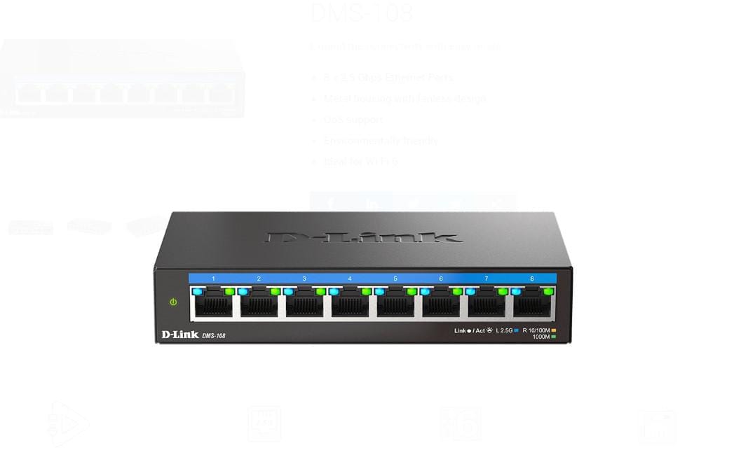 Switch D-LINK DMS-108 Neadministrabil 8 Porturi 2.5G