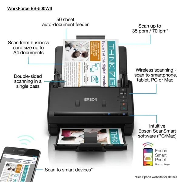 Scanner EPSON WorkForce ES-500WII Duplex Wireless A4