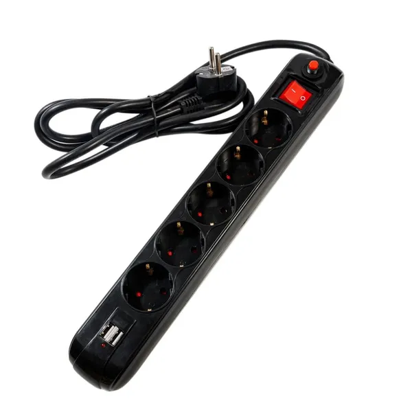 Prelungitor SPACER PP-5-18B-USB 5 Prize 2 USB 1.8m Negru - imagine 9