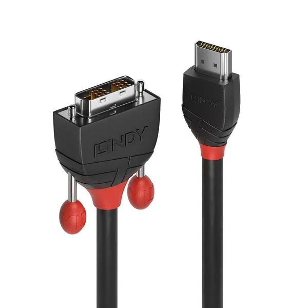 Cablu LINDY HDMI-DVI 3m Black Line LY-36273 - imagine 2