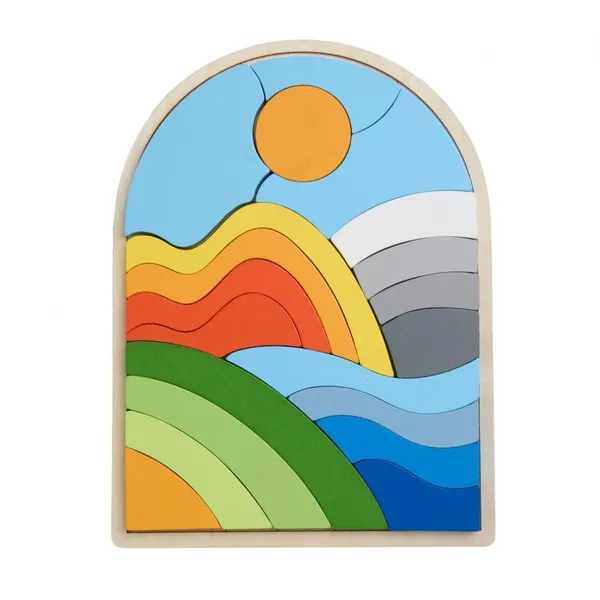 Puzzle MOMKI Curcubeu din Lemn 21 Piese - imagine 2
