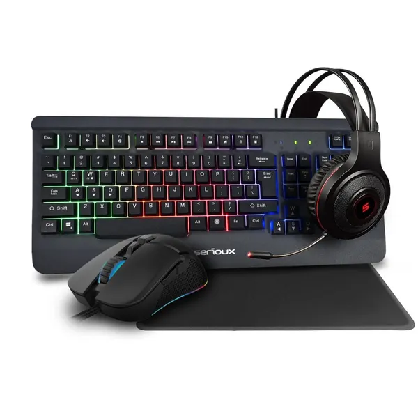 Kit Gaming SERIOUX Kayel 4 in 1 cu Tastatură Mouse Căști Mousepad