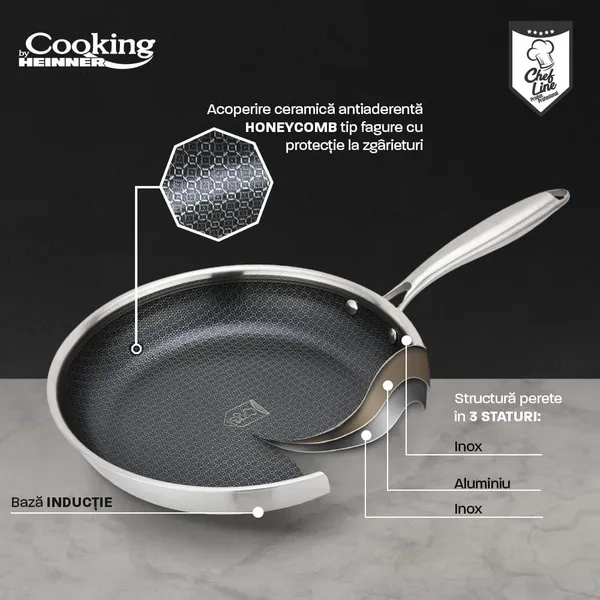 Tigaie HEINNER Titanium3 Inox 28 cm - imagine 4
