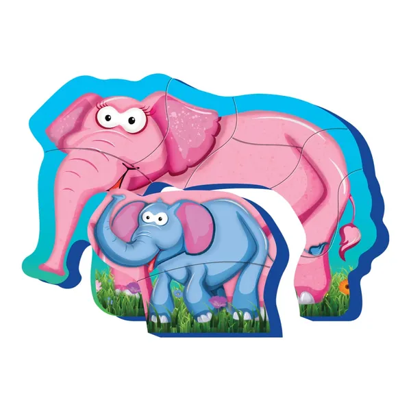 Puzzle Magnetic PUEDO TOYS Mama și Copilul Elefant 8 Piese - imagine 3