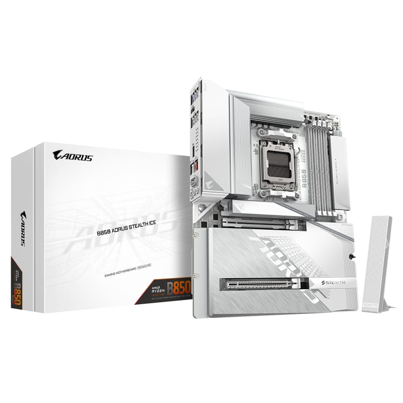 Placă de bază GIGABYTE B850 Aorus Stealth Ice AM5 Alb ATX