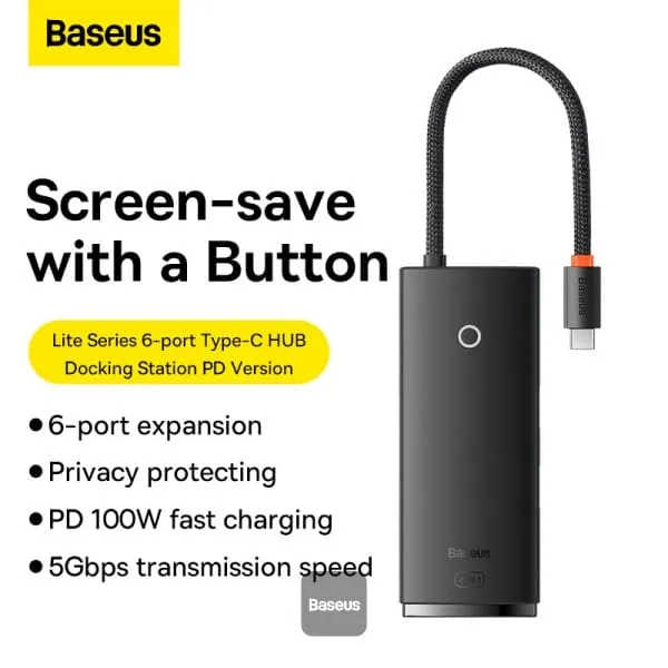 Docking Station BASEUS WKQX050101 Lite USB Type-C Negru - imagine 4