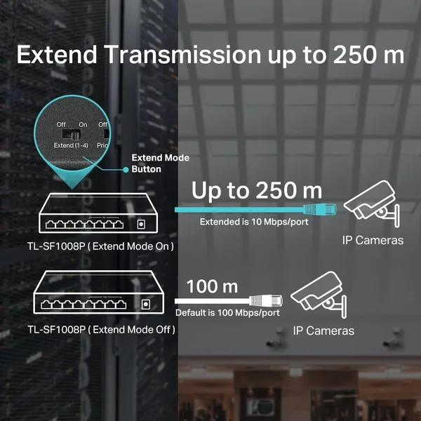 Switch TP-LINK TL-SF1008P 8 Porturi 10/100 Mbps 4 PoE - imagine 6