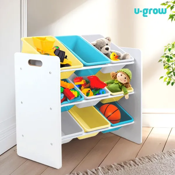 Raft depozitare jucării U-GROW cu 9 coșuri Blue/Galben - imagine 2
