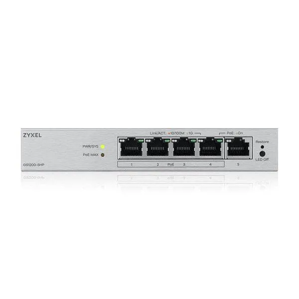 Switch ZYXEL GS1200-5HPV3 5 Porturi Gigabit PoE Web-Managed - imagine 6