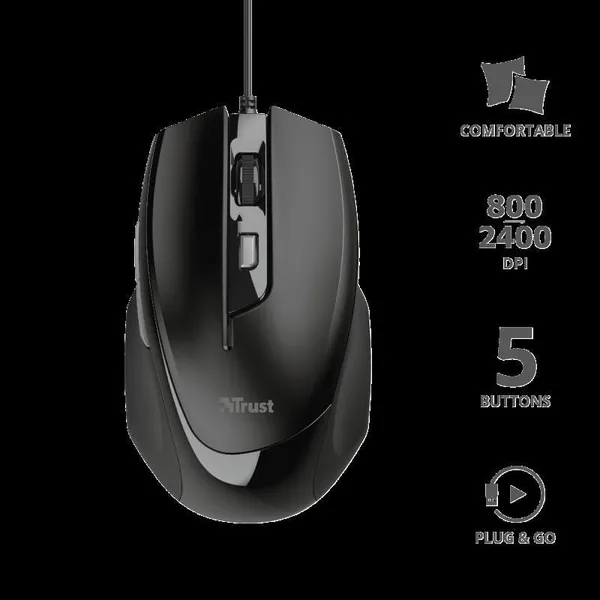 Mouse TRUST Voca Comfort 2400 DPI Negru TR-23650 - imagine 3