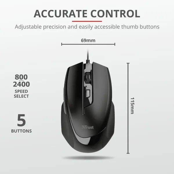 Mouse TRUST Voca Comfort 2400 DPI Negru TR-23650 - imagine 5