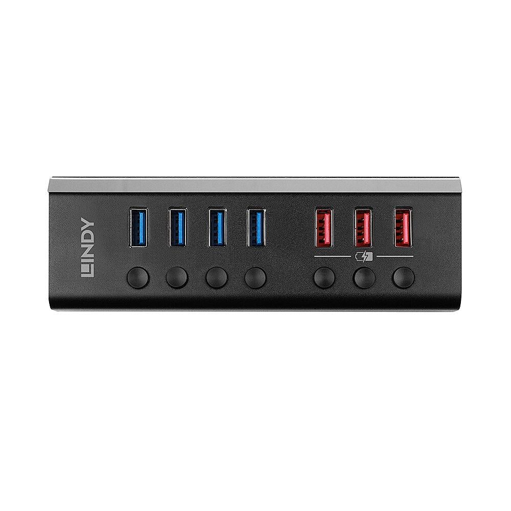 Hub USB LINDY 7 Porturi USB 3.0 QuickCharge Negru LY-43371 - imagine 3