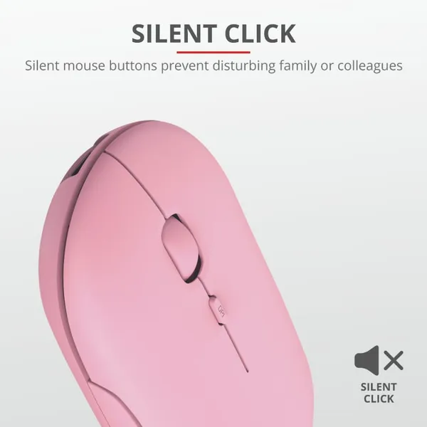 Mouse Wireless TRUST Puck 1600 dpi Roz TR-24125 - imagine 2