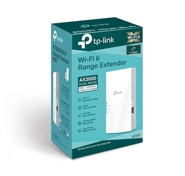 Range Extender TP-LINK RE700X AX3000 Wi-Fi 6 Alb - imagine 3