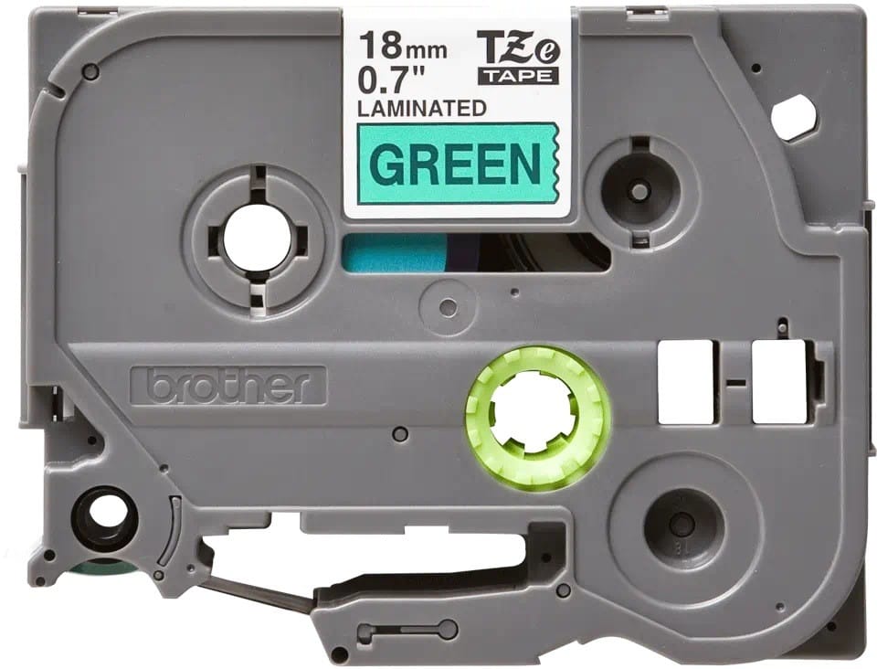 Banda Laminată BROTHER TZE741 18mm Negru pe Verde