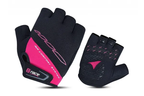 Mănuși B-Race cu Gel Negru/Fuxia L