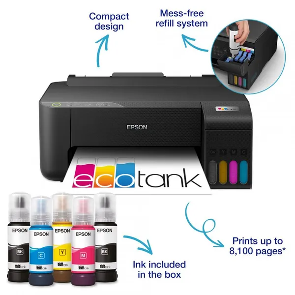 Imprimantă Inkjet EPSON L1270 CISS A4 Wi-Fi Negru - imagine 2