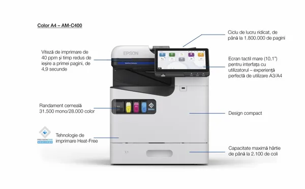 Multifuncțional EPSON AM-C400 Inkjet Color A4 40 ppm Alb - imagine 5