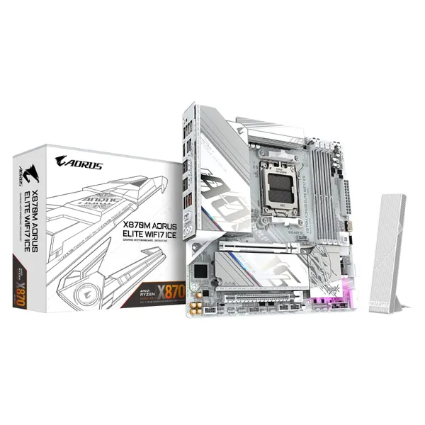Placă de Bază GIGABYTE X870M AORUS ELITE WIFI7 ICE Socket AM5 DDR5 Micro-ATX