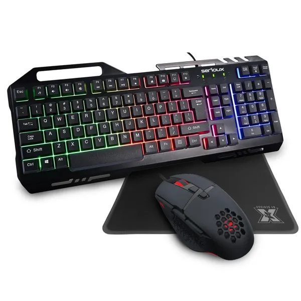 Kit Gaming SERIOUX Tobis 3 în 1 Tastatură Mouse Mousepad Negru