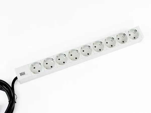 PDU BACHMANN 333.401 9x Schuko 2m Aluminiu RAL 7035
