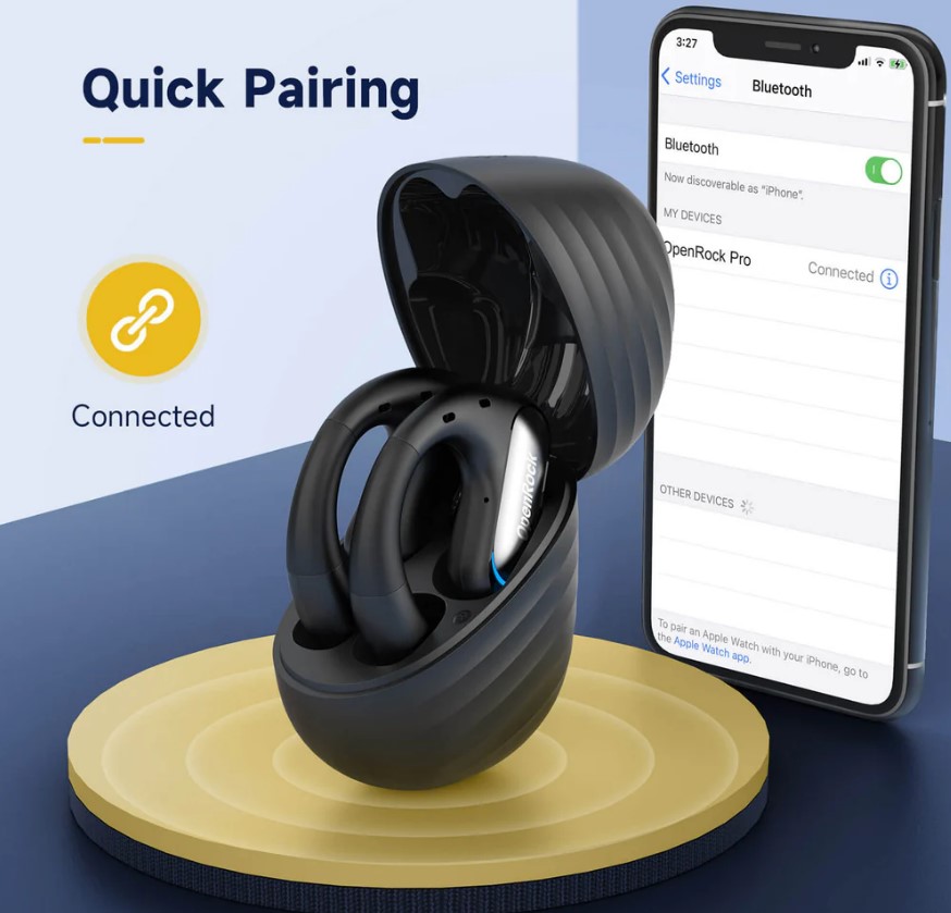 Căști ONEODIO OpenRock Pro TWS Bluetooth 5.2 IPX5 Crem - imagine 7