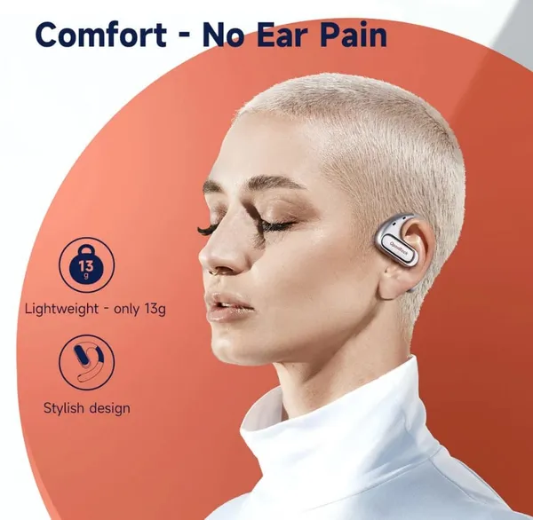 Căști ONEODIO OpenRock Pro TWS Bluetooth 5.2 IPX5 Crem - imagine 9