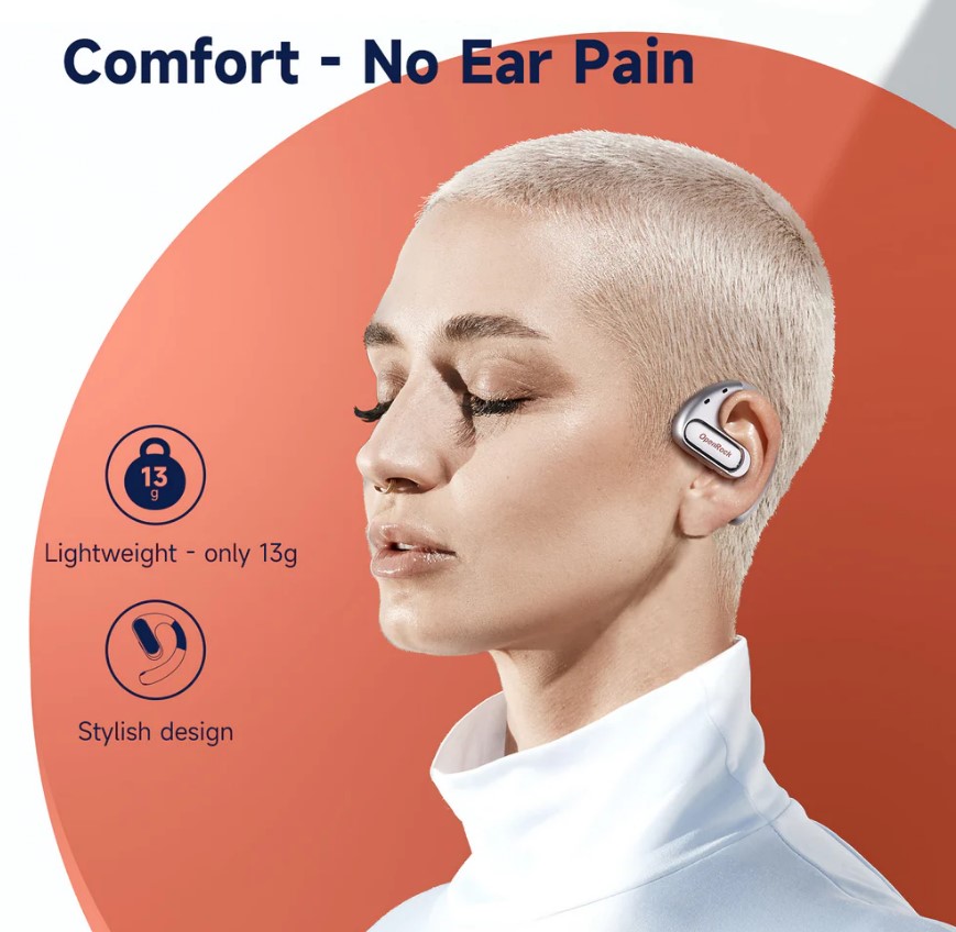 Căști ONEODIO OpenRock Pro TWS Bluetooth 5.2 IPX5 Crem - imagine 9