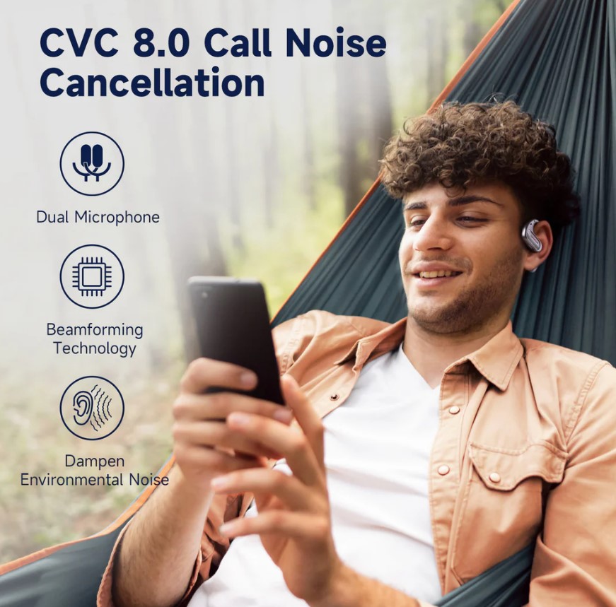 Căști ONEODIO OpenRock Pro TWS Bluetooth 5.2 IPX5 Crem - imagine 10