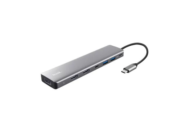 Hub USB-C TRUST Dalyx 7-in-1 HDMI DisplayPort Gri TR-25661