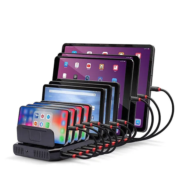 Hub USB LINDY Charging Station 96W 10 Porturi USB-A Negru