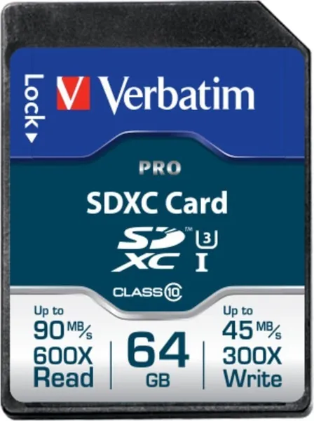 Card SDXC VERBATIM Pro 64GB Class 10 UHS-I 47022
