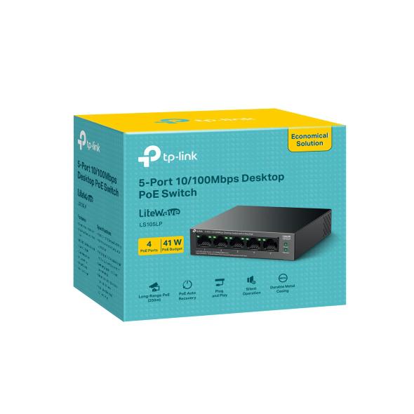 Switch TP-LINK LS105LP 5 porturi 10/100 Mbps 4 PoE - imagine 2