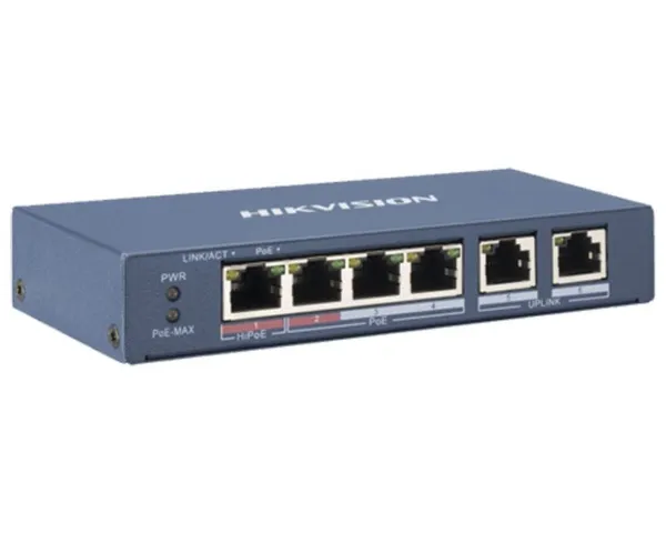 Switch HIKVISION DS-3E0106P-E/M 4 Porturi PoE 300m - imagine 2