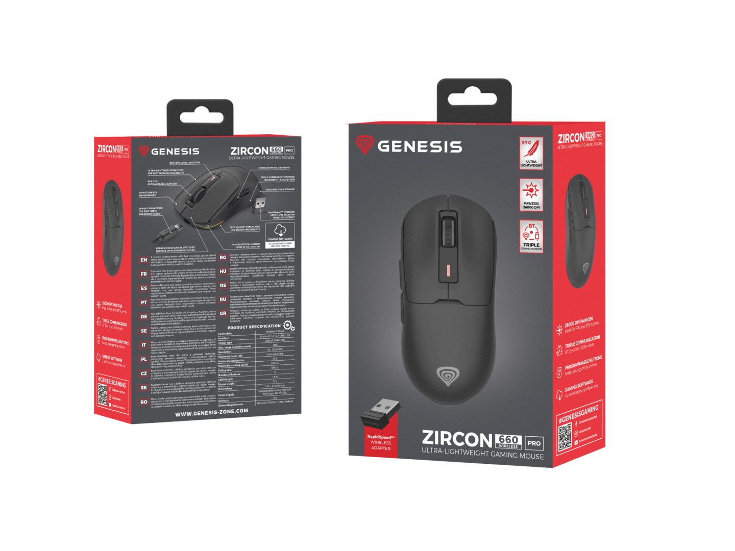 Mouse Gaming GENESIS Zircon 660 PRO Wireless 26000 DPI Negru - imagine 14