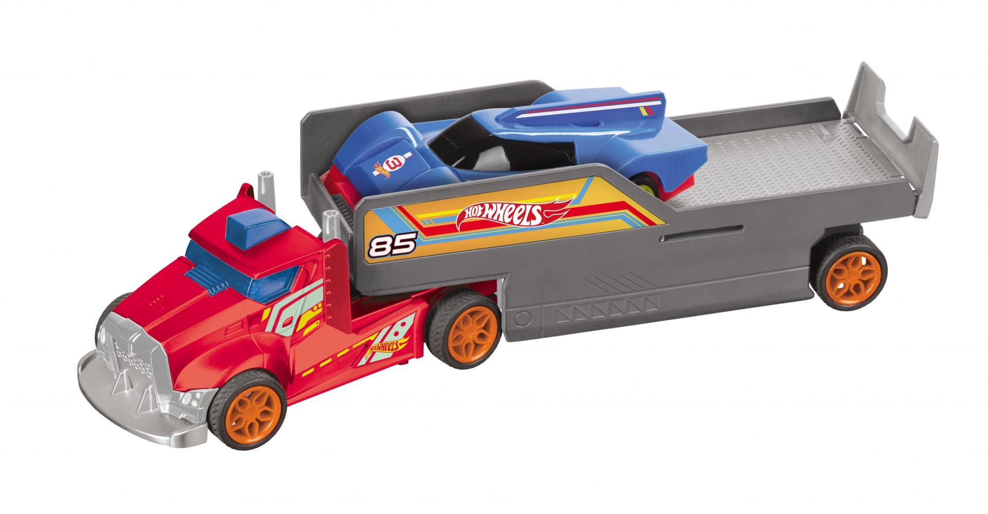 Camion cu Remorcă și Telecomandă MONDO HOT WHEELS cu Mașinuță