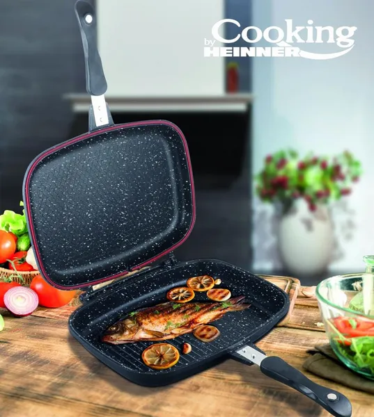 Tigaie HEINNER Dark Line Classic Dublă Dreptunghiulară Aluminiu 32x24x7.5cm - imagine 1