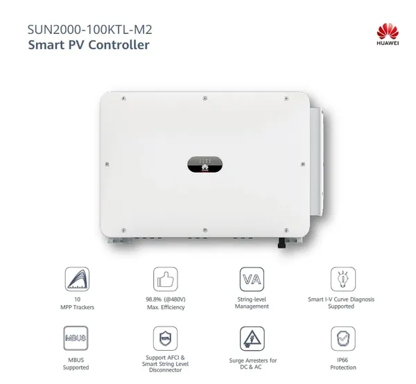 Inverter Solar Trifazat HUAWEI SUN2000-100KTL-M2 AFCI DC-SPD