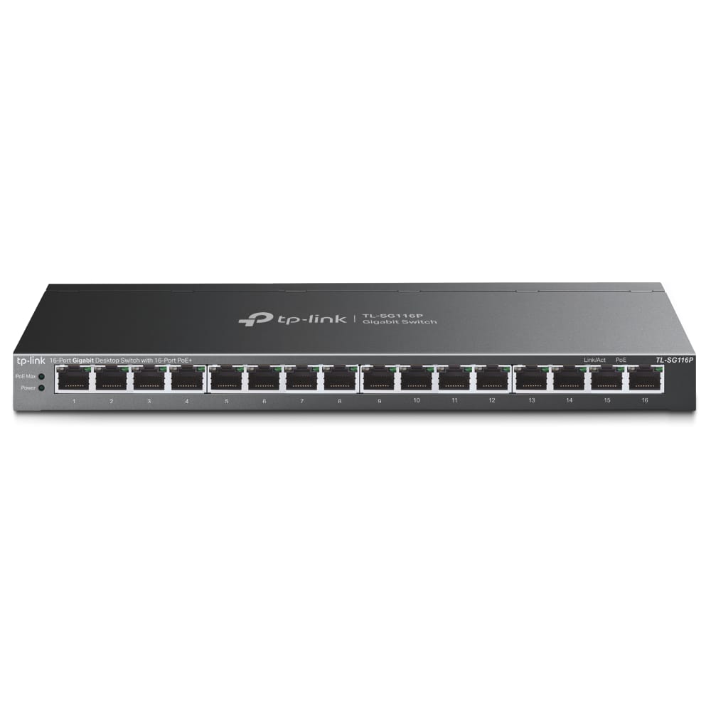 Switch TP-LINK TL-SG116P 16 Porturi Gigabit PoE+ 120W