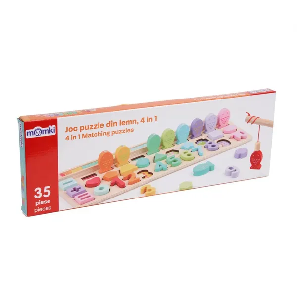 Joc Puzzle MOMKI 4 in 1 35 Piese din Lemn - imagine 1