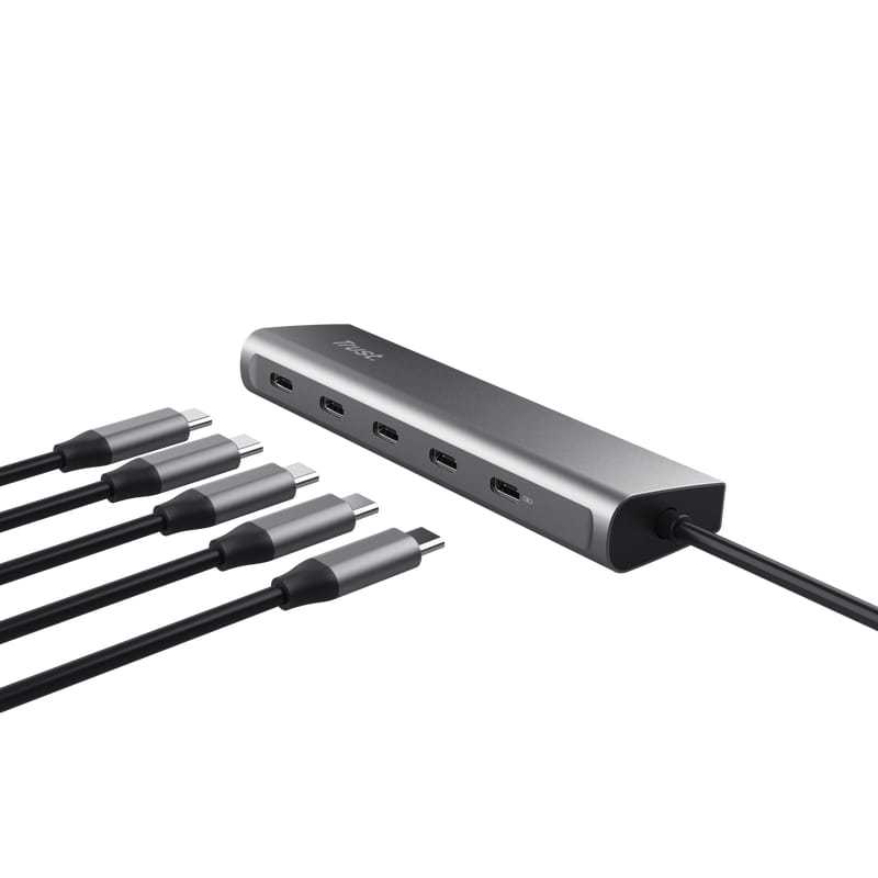 Hub USB-C TRUST Halyx 5 Porturi 3.2 Gen 1 100W PD Gri TR-25136