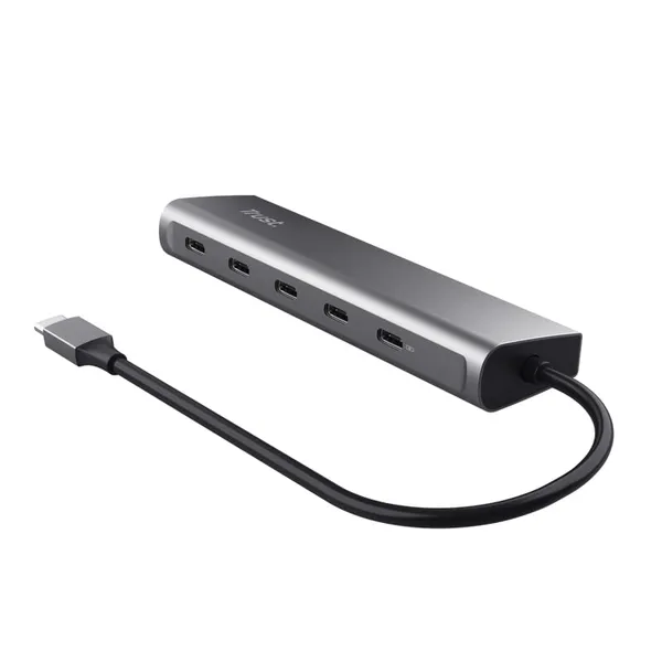Hub USB-C TRUST Halyx 5 Porturi 3.2 Gen 1 100W PD Gri TR-25136 - imagine 4