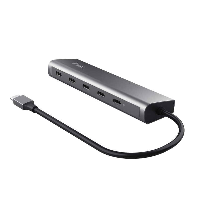 Hub USB-C TRUST Halyx 5 Porturi 3.2 Gen 1 100W PD Gri TR-25136 - imagine 4