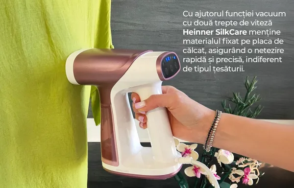 Aparat de Călcat Vertical HEINNER SilkCare HGS-A1500VPNK cu Funcție Vacuum - imagine 6