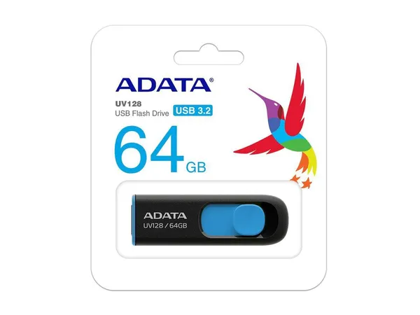 Memorie USB ADATA AUV128-64G-RBE 64GB USB 3.2 Negru Albastru - imagine 2