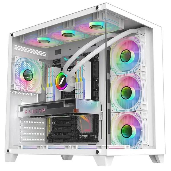 Carcasă Gaming 1ST PLAYER MV8-TP ATX 7 ventilatoare aRGB Alb
