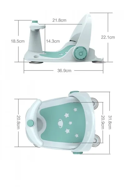 Scaun de baie U-GROW cu Ghidon și Spătar Reglabil Verde - imagine 3
