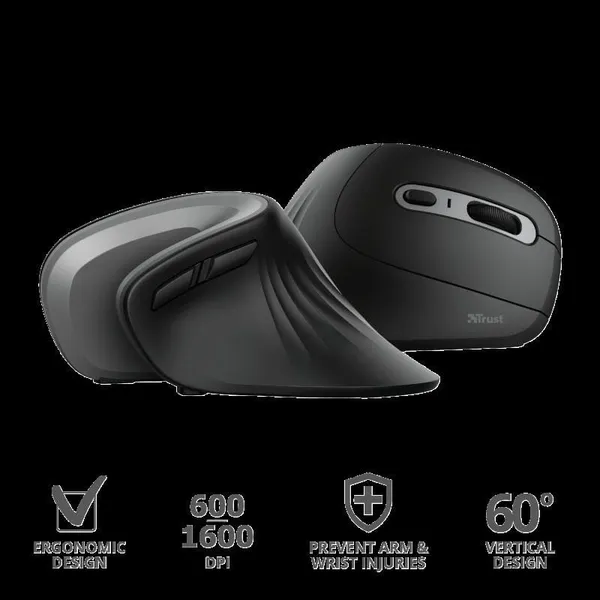 Mouse TRUST Verro Ergonomic Wireless Negru TR-23507