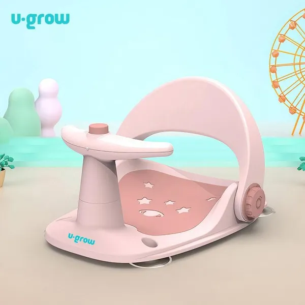 Scaun Baie U-GROW cu Ghidon și Spătar Reglabil Roz Pal - imagine 6